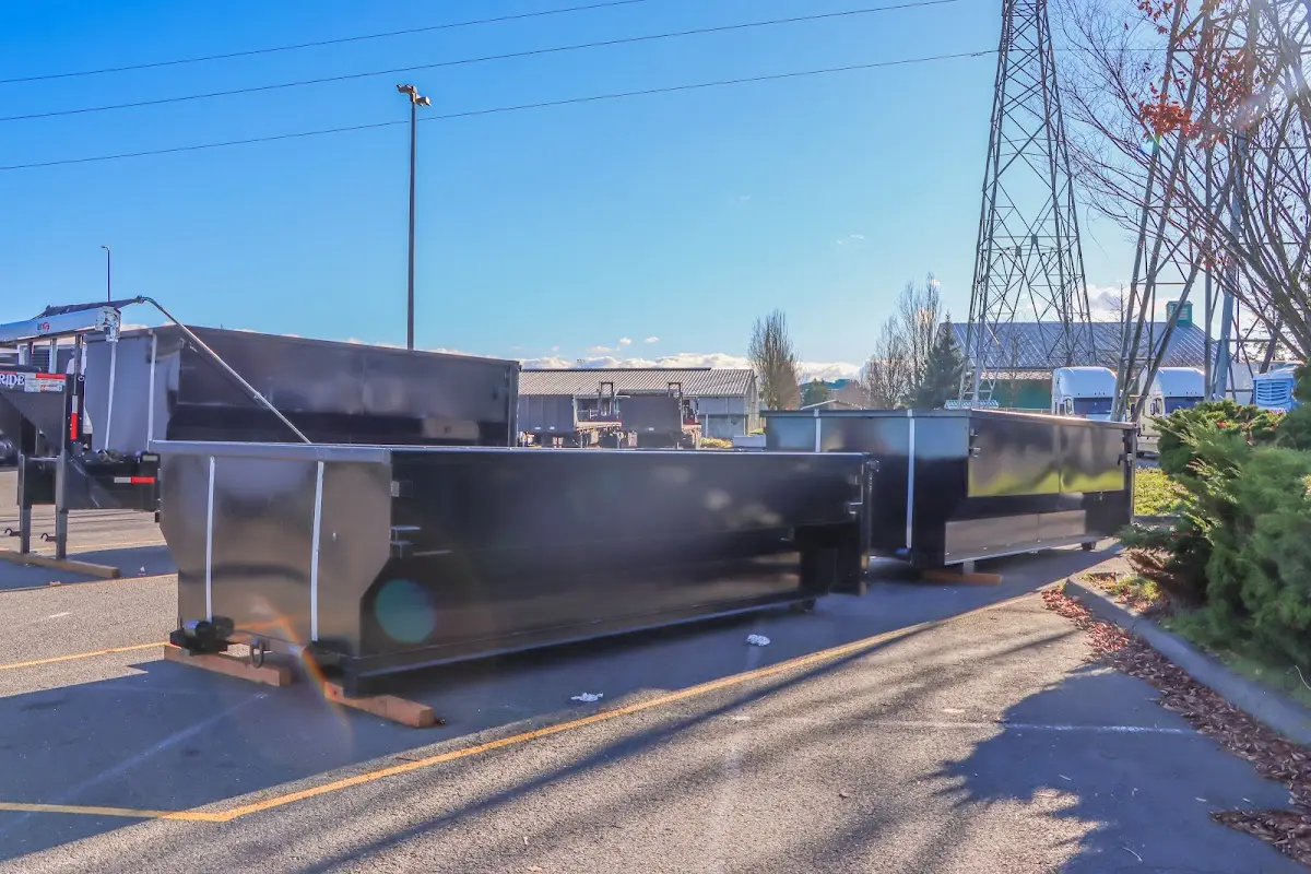 Roll-off dumpster ready for waste disposal at job site for 3 Yard Dumpster Rental in Delavan